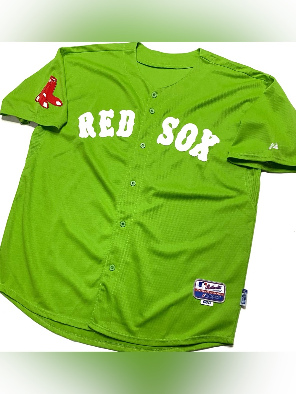 Majestic Boston Red Sox Dustin Pedroia St. Patrick’s Day Green Baseball Jersey - Picture 3 of 11
